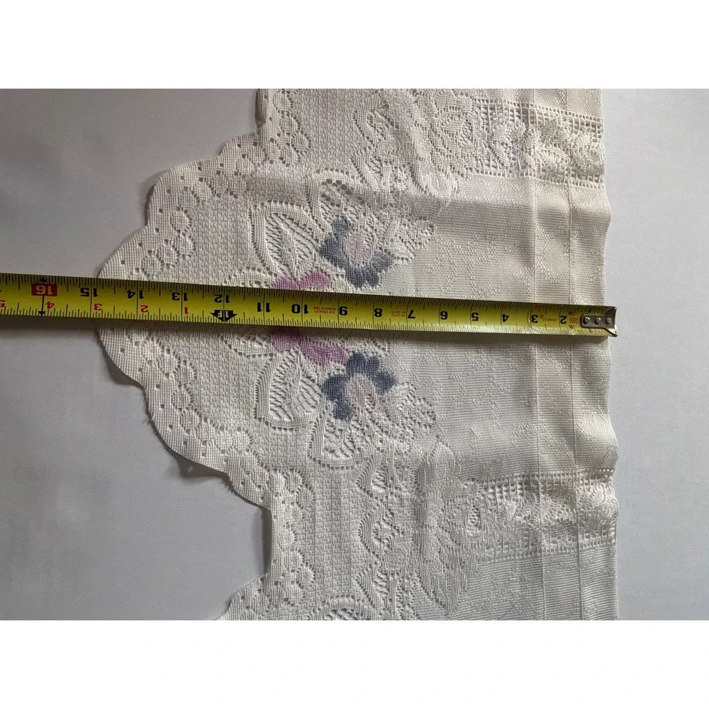 Cottagecore Home Painted Lace Swag Curtain Set 58x32 White Multi